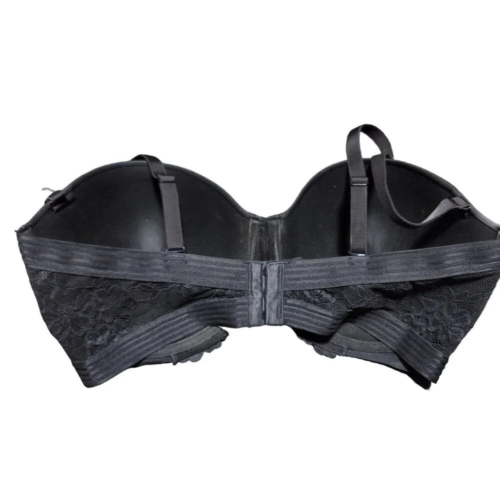 Maidenform Multiway Push-Up Strapless Bra 40DD Black Lace Underwire Intimates‎